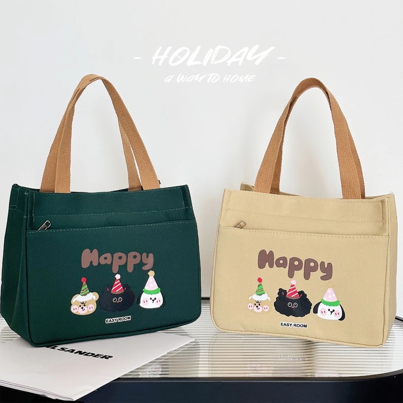 New Canvas Handbag with Large Capacity, Simple and Versatile for Office Workers and Students, Lunch Box Bag for Moms to Carry Lunch