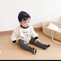 2021 Autumn Winter New Pint Baby Clothing Long Sleeve Triangle Bag Farting minimalist cotton Harvest climbing to suit 3 pieces