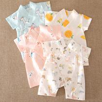 Newborn Toddler Monk Clothes Baby Conjoined Clothes Summer Start Raw Baby Pure Cotton Cloth Short Sleeve Sleeping Clothing Thin