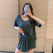 Sleepwear lady Summer freshening Korean version of student Jane about two sets of short sleeves Loose Big Code Cute Home Suit Suit