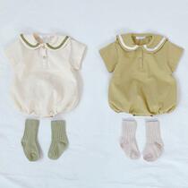 Baby clothes Summer and thin section female baby summer clothes Yangqi College Wind short sleeves Conjoined clothes cute khala-clad ass climbing clothes