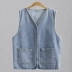 Plus size của phụ nữ áo khoác vest denim cổ điển chất béo lỏng lẻo mm200 catties mùa xuân và mùa thu áo khoác vest không tay mỏng - Áo vest