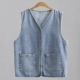 Plus size của phụ nữ áo khoác vest denim cổ điển chất béo lỏng lẻo mm200 catties mùa xuân và mùa thu áo khoác vest không tay mỏng - Áo vest