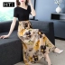 Đầm suông họa tiết quốc ca Fox Ting 2019 mùa hè mới retro ngắn tay giả hai mảnh eo thon nữ - Sản phẩm HOT váy đầm dự tiệc cưới Sản phẩm HOT