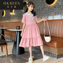 Girls dress summer dress 2022 middle and big childrens foreign style thin princess dress childrens summer college style skirt