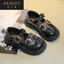 Girls Shoes 2022 New Spring and Autumn Childrens Black Small Soft Soft Soft Soft Fur Baby Single xf0308