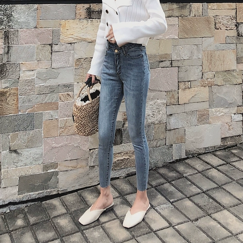 Джинсы, осенние штаны, высокая талия, популярно в интернете, по фигуре, в обтяжку