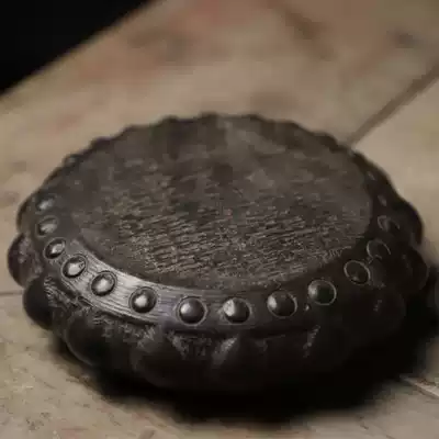 Antique blue stone boutique tea play stone drum stone base Master Cup pad Chinese imitation elegant play ornaments