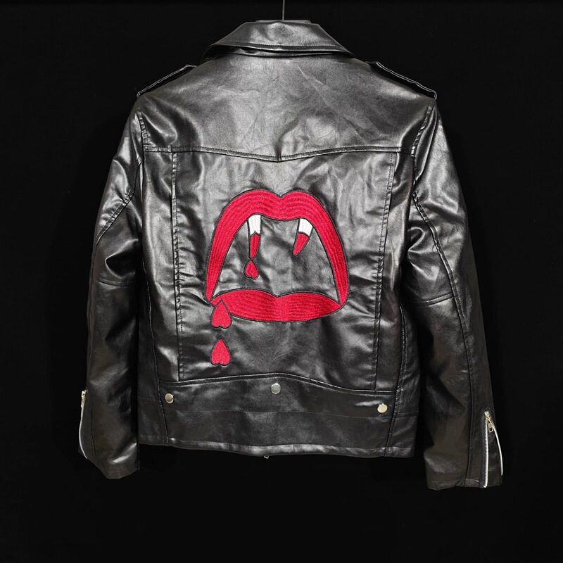 [in Stock] Slp Style Blood Tooth Leather Jacket High Street Luxury Fashion Casual Leather Jacket Unisex