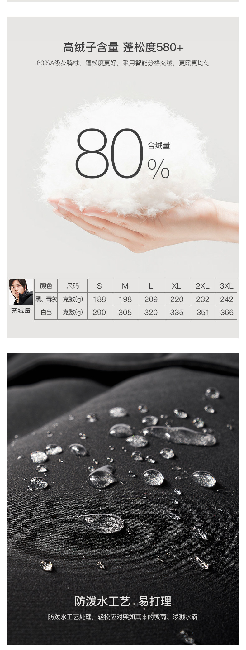 特步 男士加厚中长款 连帽羽绒服 图6