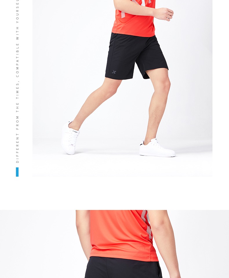 Bước đặc biệt quần short thể thao nam 2019 hè mới dệt quần short thể thao quần thể thao quần nam chạy thể dục thoáng khí - Quần thể thao quan the thao nam