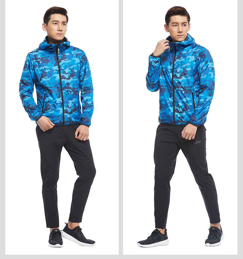 Xtep của nam giới hai lớp áo gió mùa xuân và mùa hè ngụy trang campus thể thao áo gió windproof trọng lượng nhẹ mặc áo áo gió mỏng