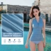 Áo tắm nữ Hàn Quốc năm 2014 mới đính kèm bảo thủ che bụng là thời trang mỏng màu xanh gợi cảm áo tắm nóng bỏng - Bộ đồ bơi One Piece đồ bơi nữ 1 mảnh Bộ đồ bơi One Piece