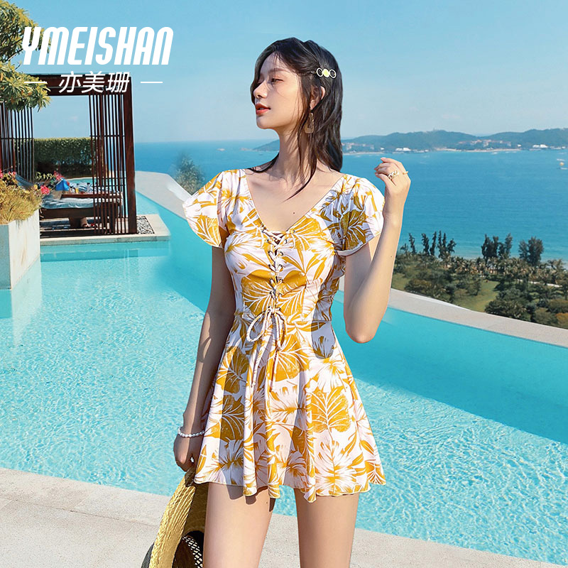Also Meishian swimsuit woman is covered with slim fit 2021 new Fashion Shins conservative Sanya seaside swimsuit