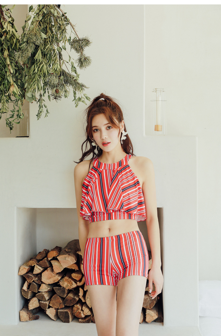 Chia áo tắm nữ bảo thủ ngực nhỏ thu thập kiểu váy bụng thon gọn của sinh viên Hàn Quốc Bộ đồ tắm mùa xuân nóng đỏ - Bộ đồ bơi hai mảnh 	đồ bơi nữ 2 mảnh	