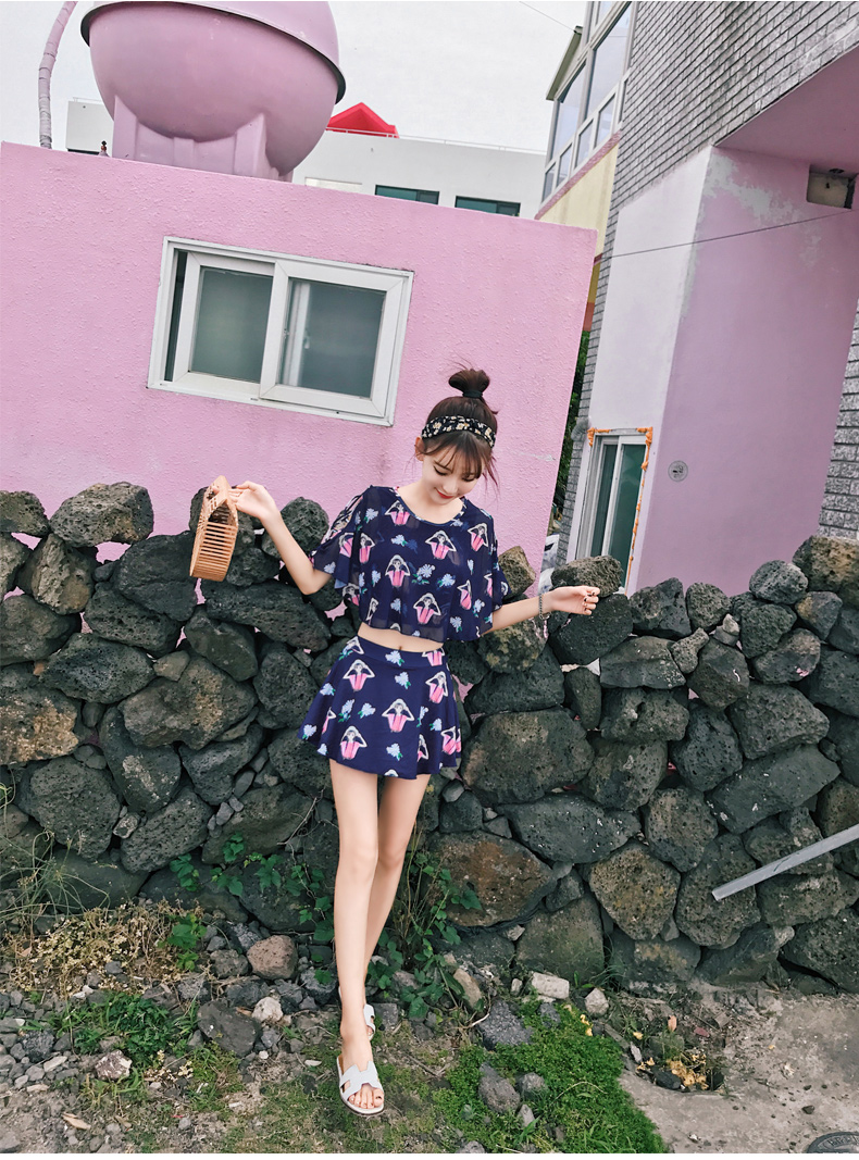 Bộ đồ bơi nữ 2018 mới lưới đỏ phần sinh viên Hàn Quốc che bụng giảm béo Pingjiao hot suối chia áo tắm ba mảnh bikini 2 mảnh nữ
