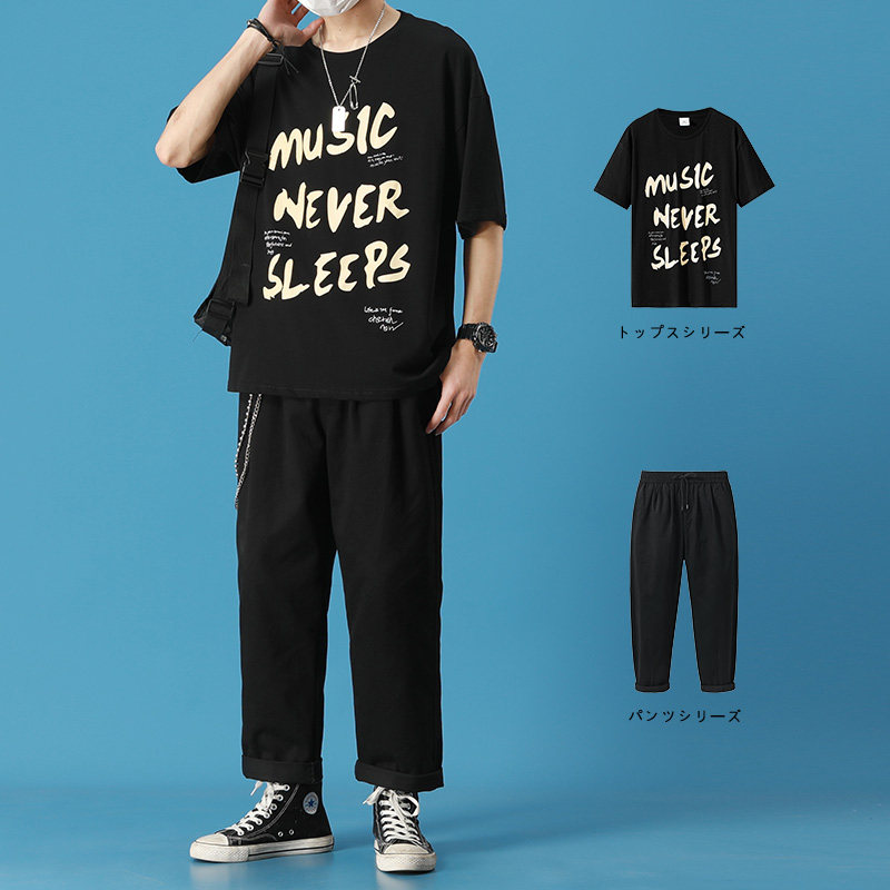 Pure cotton short sleeve T-shirt for men and women in summer clothes half-sleeve clothes men's clothing set with a handsome air trend casual suit