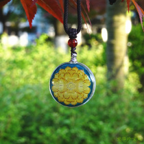 Leng Yan curse crystal pendant great perfect victory curse wheel yellow flower pendant can be loaded with golden bright sand fajia cinnabar perfume