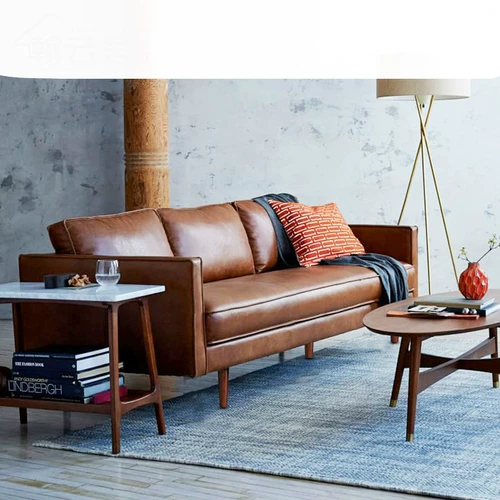 Скандинавский диван, простой современный диван для гостиной, трехместный диван для офиса, приемной, кожаный художественный диван, четырехместный диван