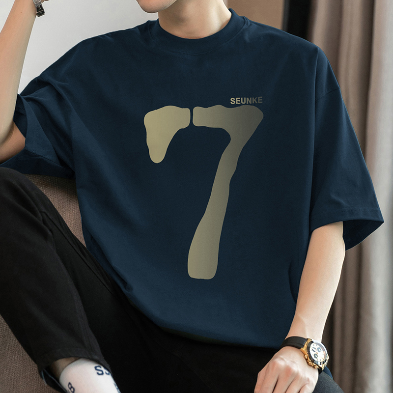 260g Heavyweight Pure Cotton T-Shirt Men's Short-Sleeved Round Neck Top Summer Half-Sleeved American Style Loose Oversize T-Shirt