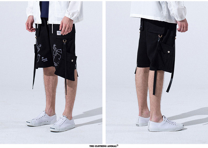 TCA ins siêu lửa dụng cụ thủy triều quốc gia Quần short phong cách Harajuku nam thủy triều thương hiệu băng lụa nam năm quần xu hướng lỏng lẻo quần áo thể thao