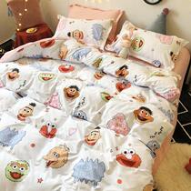 Summer quilt cover four-piece thin fashion simple European style personality creative trend Ice Silk cute girl