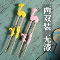 Home fast learning chopsticks big children solid wood practice correction silicone children chopsticks training chopsticks 6-7 years old two-stage