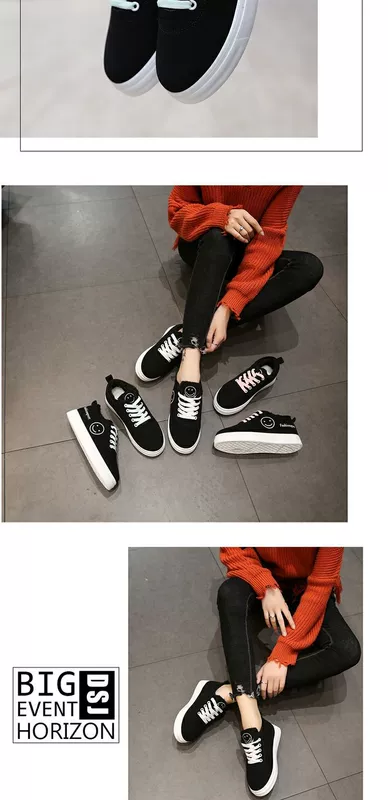 Giày cotton nữ mùa đông 2018 mùa thu mới phiên bản Hàn Quốc hoang dã cộng với giày nhung nữ sinh ấm áp giày nữ đế bệt