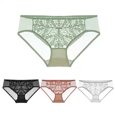 Japanese underwear women cotton crotch antibacterial antibacterial breathable sexy lace temptation large size Middle waist little lady black underwear