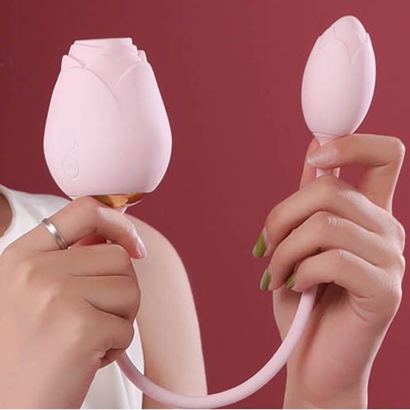 Rose Kiss Silicone Double Cut Vibrating Egg Silent Sex Toys Female Orgasm Masturbation Nipples Honey Bean Sucking Vibrator