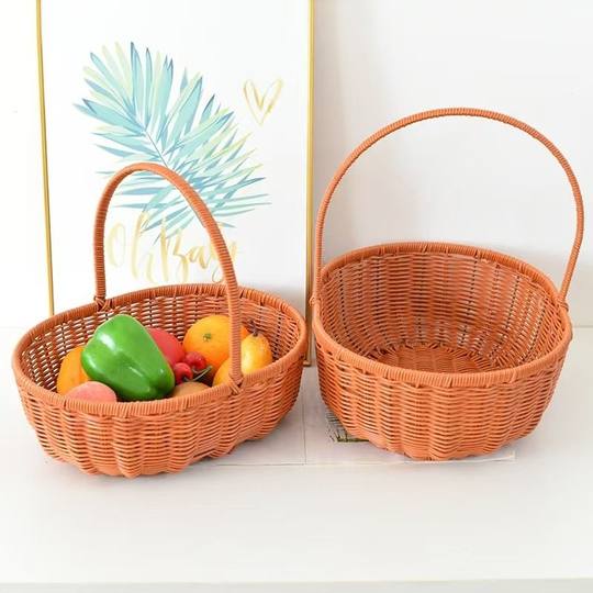 ins Windvine Woven Egg Basket Portable Picnic Fruit and Vegetable Storage Basket Woven Flower Basket Photo Props Decoration