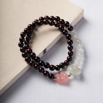 Zodiac Year Small Leaf Rosewood Multi-circle Bracelet Printed with Hetian Jade 0 6 Approximately Double Small Fresh Simple Circle Bracelet Manufacturer Gift