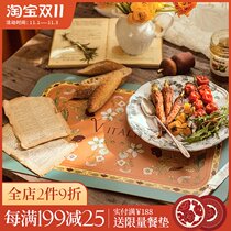 Fan Ju attitude hand-painted American pastoral leather Western mat Net red heat insulation waterproof oil-proof American bowl mat