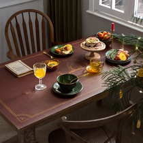 Fanju attitude Red leather tablecloth Waterproof oil-proof anti-hot wash-in table mat Desk mat Student net red living room