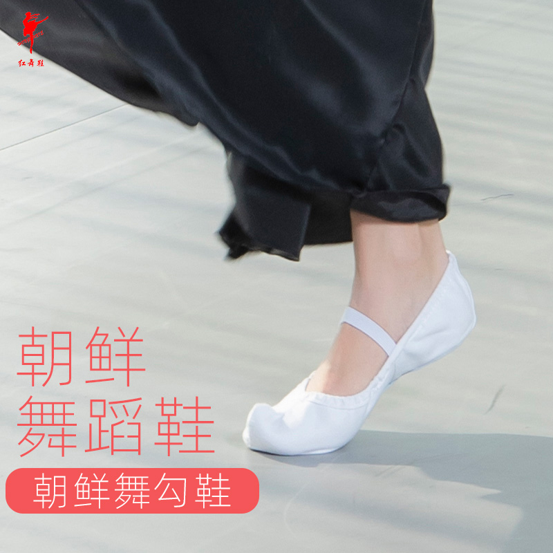 Red Dancing Shoes North Korea National Traditional Dance Shoes Hook Shoes White Classical Dance Shoes Indoor Practice Soft Bottom Shoes 10052
