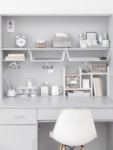 Under-Cabinet Storage Hanging Basket, Dormitory Storage Solution, Under-Desk Hanging Storage Rack, Layered Bookshelf, Tablet Computer Holder