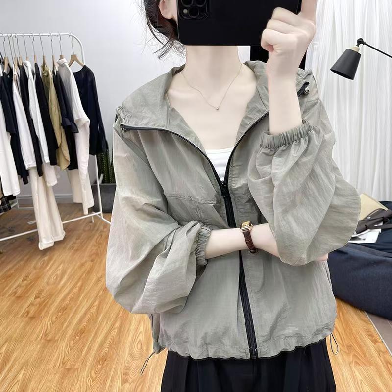 Fashionable Sun Protection Clothing for Women 2025 Summer Fashionable Design Hooded Cardigan Jacket Breathable Anti-Uv Thin Top