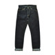 Dipped and destarched EX314 horse label zipper jeans men's Slim-leg trousers o raw ox red ear denim