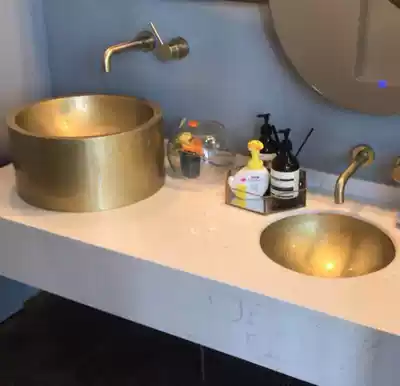Brass table basin washing basin children's parent-child dining room wash basin combination double tank wash basin