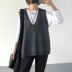 Mùa thu mới kích thước lớn tán áo vest lỏng V-cổ rắn màu hood hood vest vest vest vest nữ áo khoác nữ mùa đông Áo vest