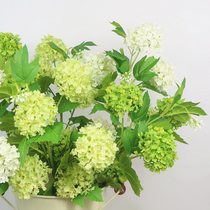  Snowball flower European-style American simulation hydrangea white green high-quality living room model room decoration fake flower