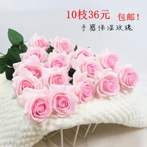  Simulation flower single handle moisturizing rose bouquet Home living room bedroom decoration Dining table decoration flower Wedding fake flower