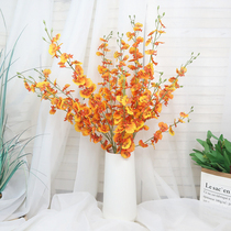  New Chinese style simulation bouquet orange yellow dancing orchid living room entrance decoration floral model room decoration fake flower