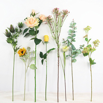 Simulation flowers green leaves living room furnishings floor-to-ceiling floral roses wedding bouquet flower arrangement with plastic fake flowers