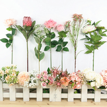  Simulation flower natural pink white wedding floral rose imperial flower arrangement with home living room decoration