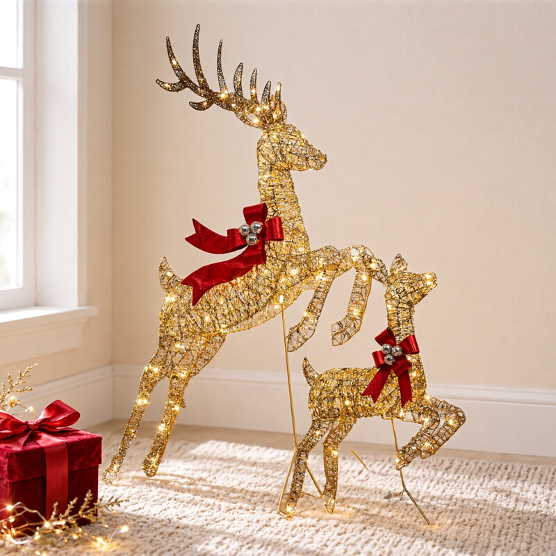 Christmas Glowing Snowman and Colorful Reindeer Set, Christmas Tree Window Display Decorations, Mall and Hotel Scene Decoration