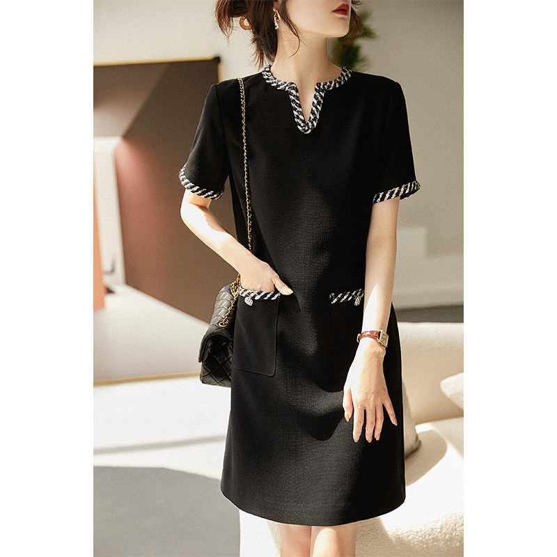 The Smileys LAUGHS CULVERT SHORT SLEEVE Sleeveless Romantic Small Fragrance Acetate base Dress Dress QZQ562943AG#-Taobao