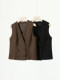 Xiaohan Pavilion [Unique Style, Casual Retro] Fashionable and Elegant Wool V-Neck Double-Breasted Vest 25 Autumn/Winter