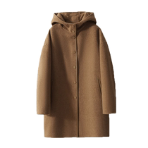 のxiaohange Autumn and Winter Sheep wool and camel velvet double-sided hooded mid-length coat DYF666802VG