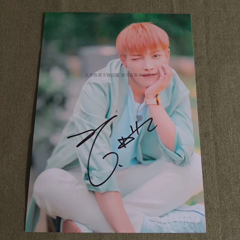 Сигнатура участника коллектива ATeez фото 7 дюймов Джин Хон Джонг Парк Сынхуа Чжэн Вашон автограф без печати